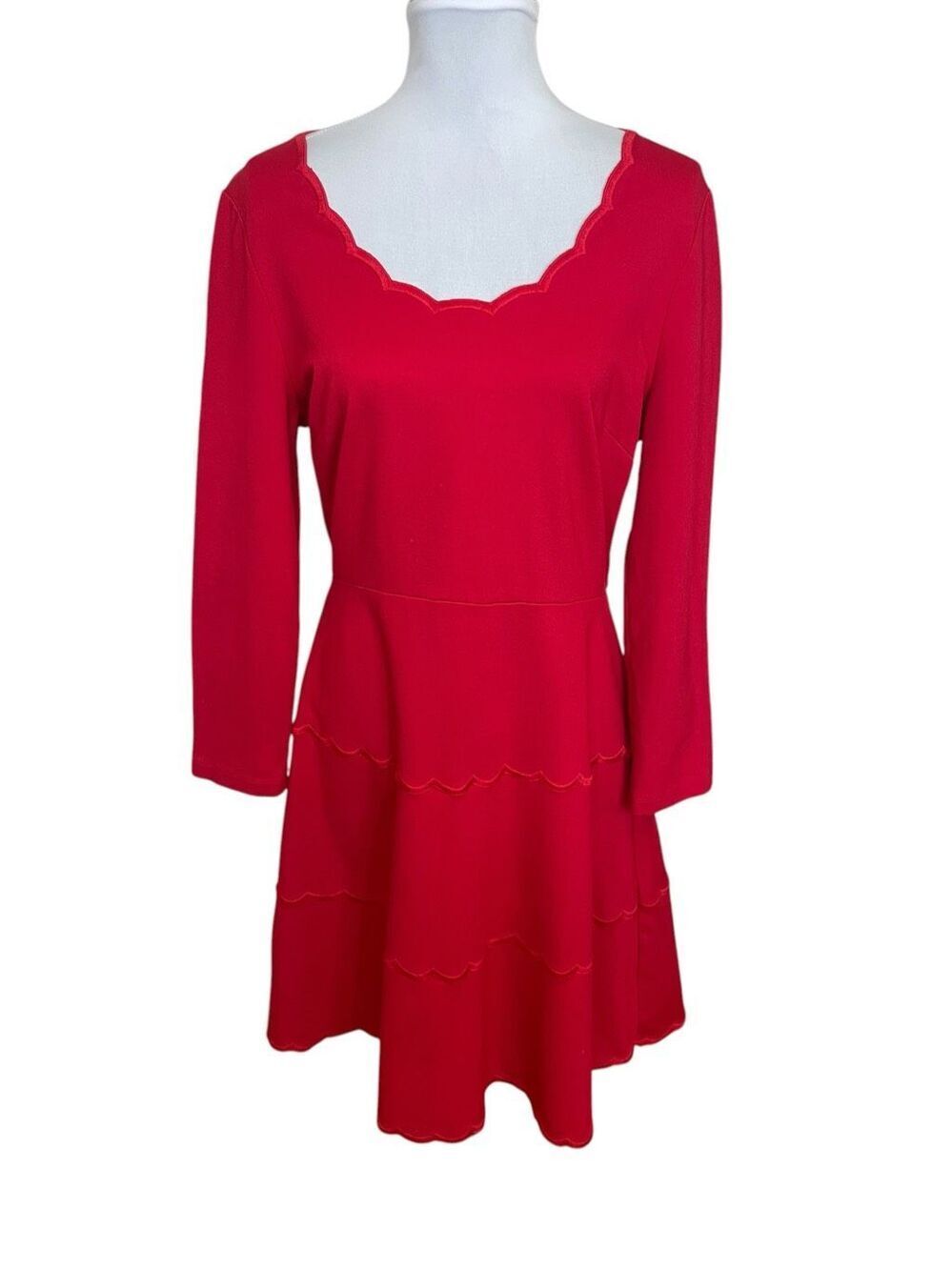 Kate Spade Scallop Ponte Fit & Flare Red Dress Size 12